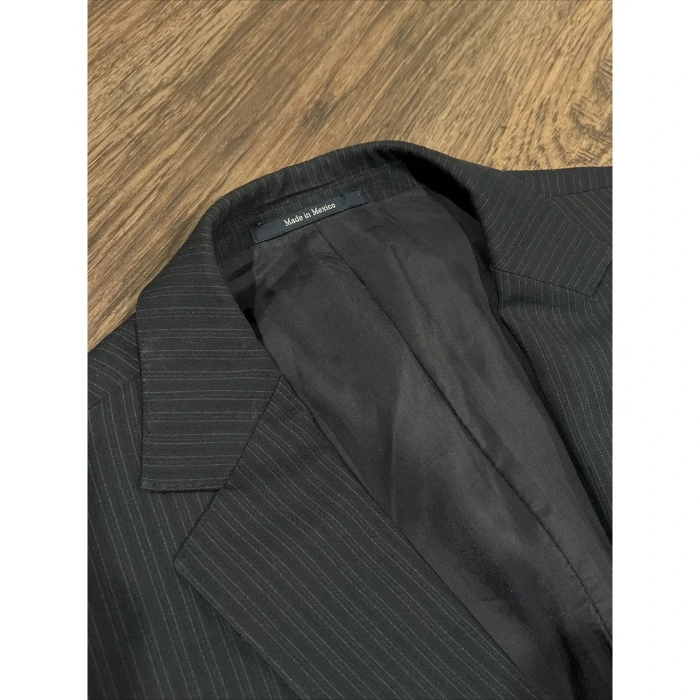 Z Zegna 100% Wool Two Button Blazer Size 54L In Pinstripe Gray